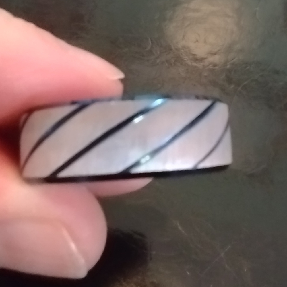 Blue And Silver Titanium Ring - image 1